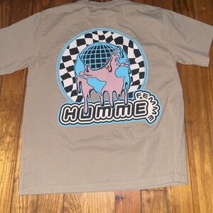 ($120 Retail) Homme Femme Graphic T-shirt Men's Medium Tan Short Sleeve